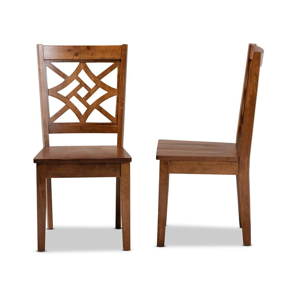 Walnut Brown Finished Wood 2-Piece Dining Chair Set