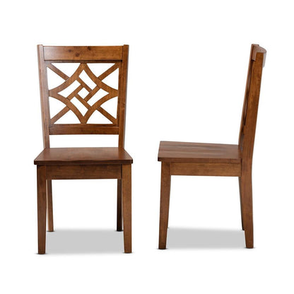 Walnut Brown Finished Wood 2-Piece Dining Chair Set