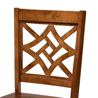 Walnut Brown Finished Wood 2-Piece Dining Chair Set