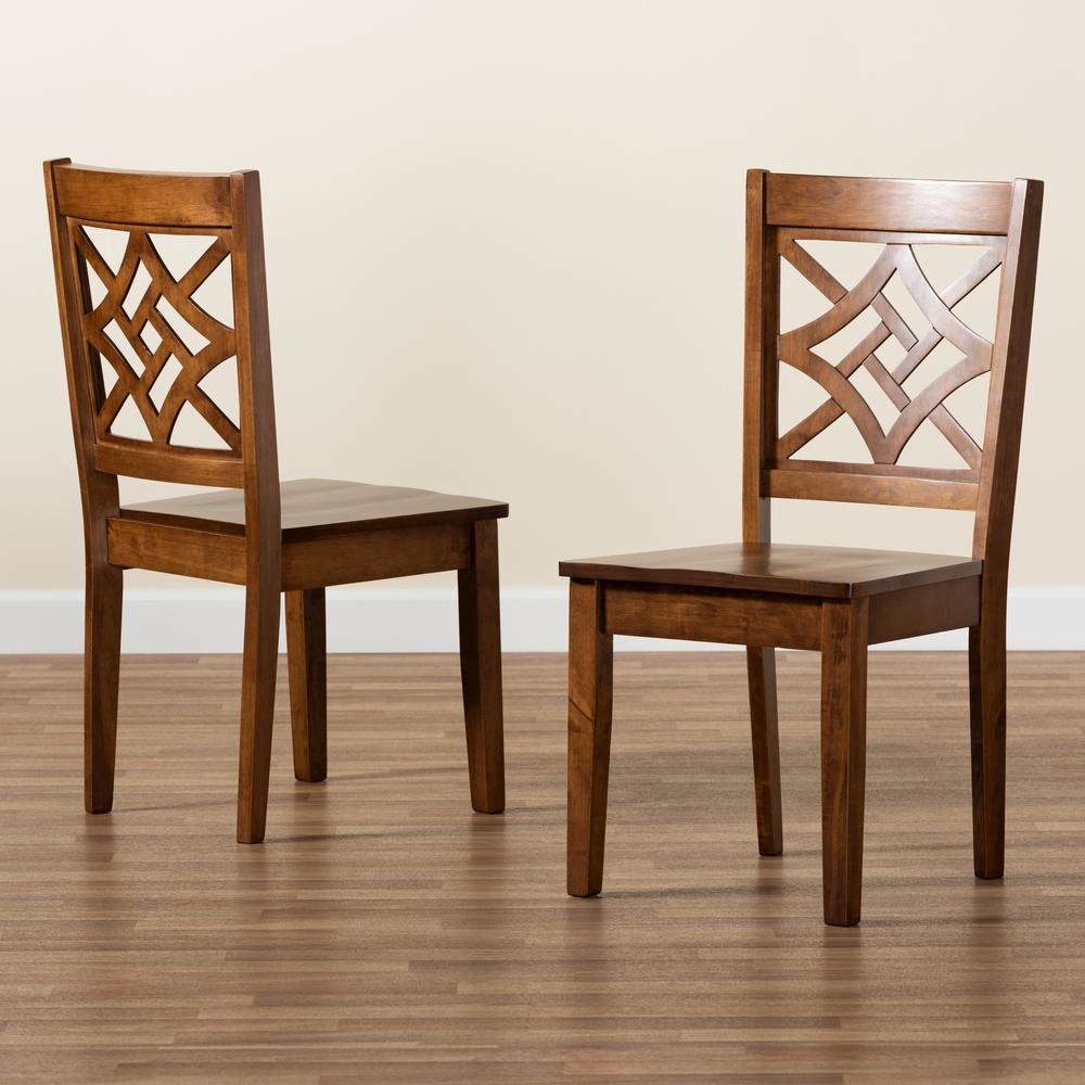 Walnut Brown Finished Wood 2-Piece Dining Chair Set