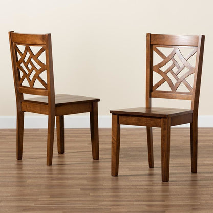 Walnut Brown Finished Wood 2-Piece Dining Chair Set