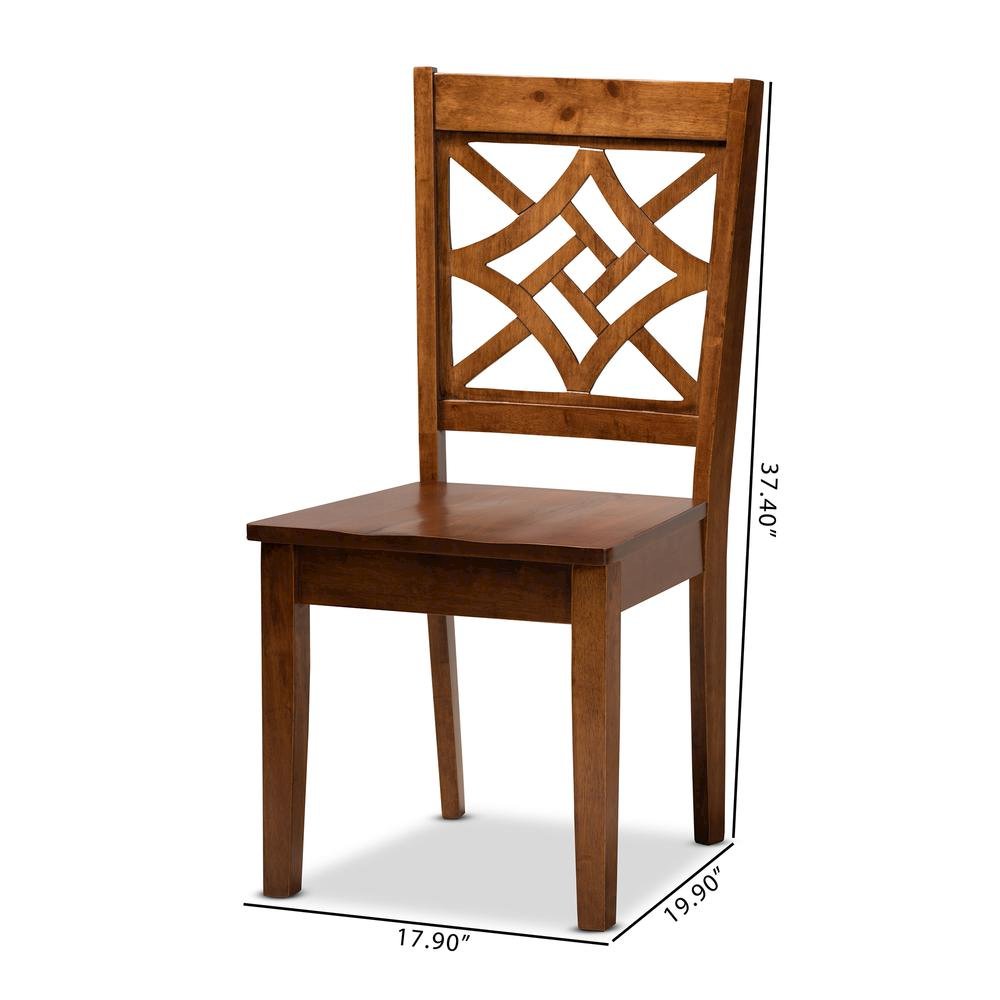 Walnut Brown Finished Wood 2-Piece Dining Chair Set