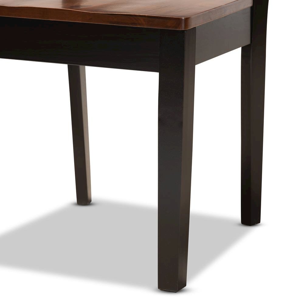 Two-Tone Dark Brown and Walnut Brown Finished Wood 5-Piece Dining Set