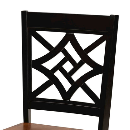 Two-Tone Dark Brown and Walnut Brown Finished Wood 5-Piece Dining Set