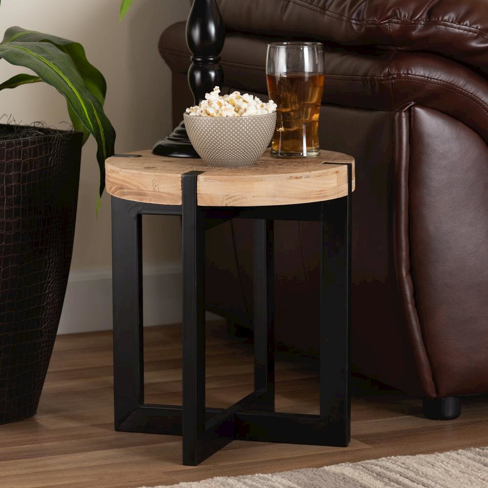 Black Finished Metal End Table