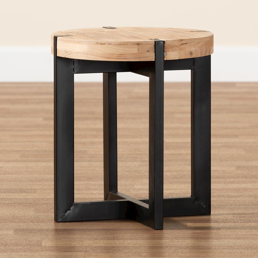 Black Finished Metal End Table