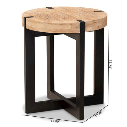 Black Finished Metal End Table