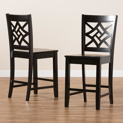 Transitional Dark Brown Finished Wood 2-Piece Counter Stool Set