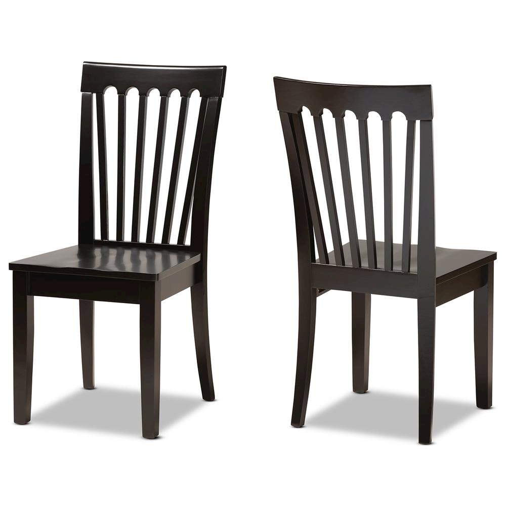 Transitional Dark Brown Finished Wood 2-Piece Dining Chair Set