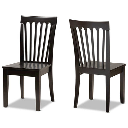 Transitional Dark Brown Finished Wood 2-Piece Dining Chair Set