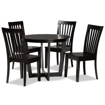 Sasa Modern and Contemporary Dark Brown Finished Wood 5-Piece Dining Set