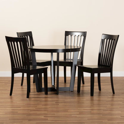 Sasa Modern and Contemporary Dark Brown Finished Wood 5-Piece Dining Set