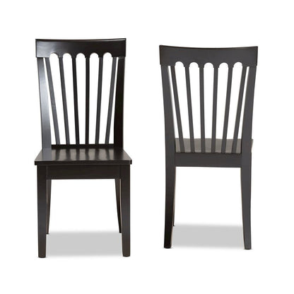 Transitional Dark Brown Finished Wood 2-Piece Dining Chair Set