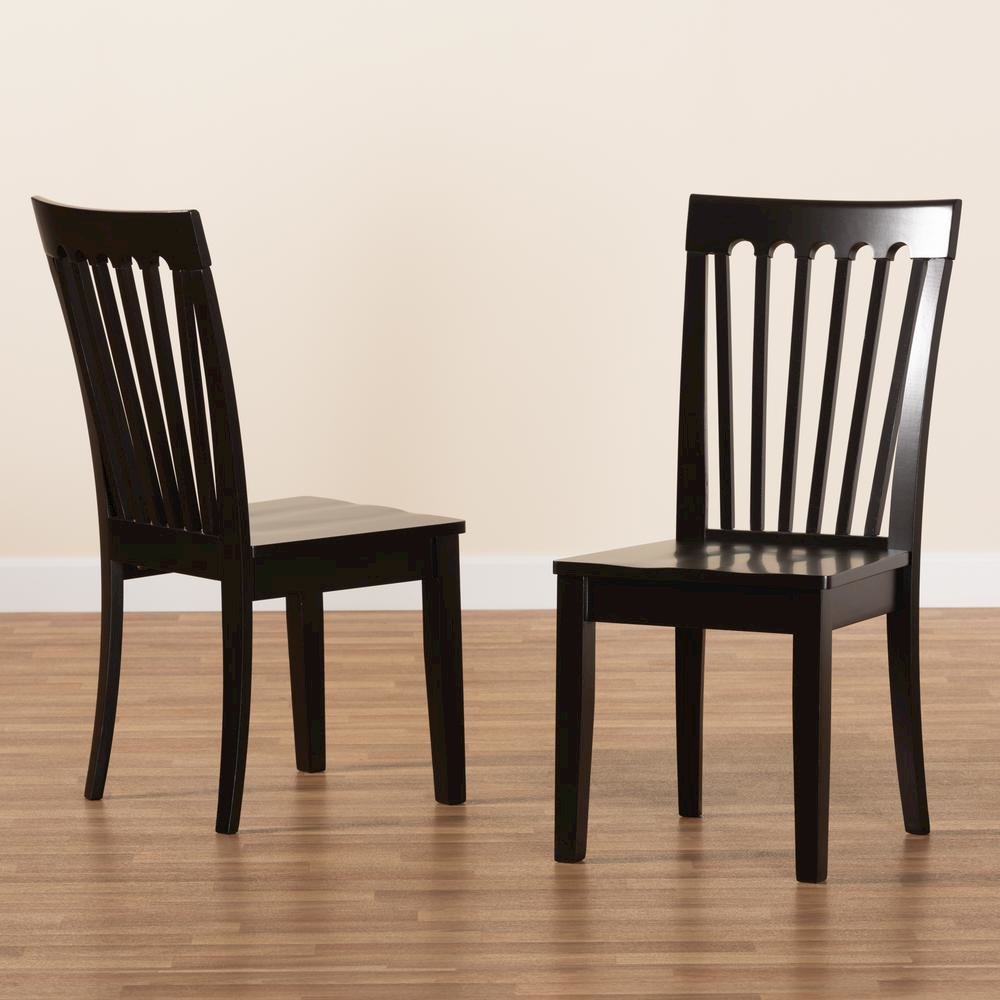 Transitional Dark Brown Finished Wood 2-Piece Dining Chair Set