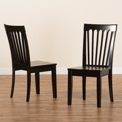 Transitional Dark Brown Finished Wood 2-Piece Dining Chair Set