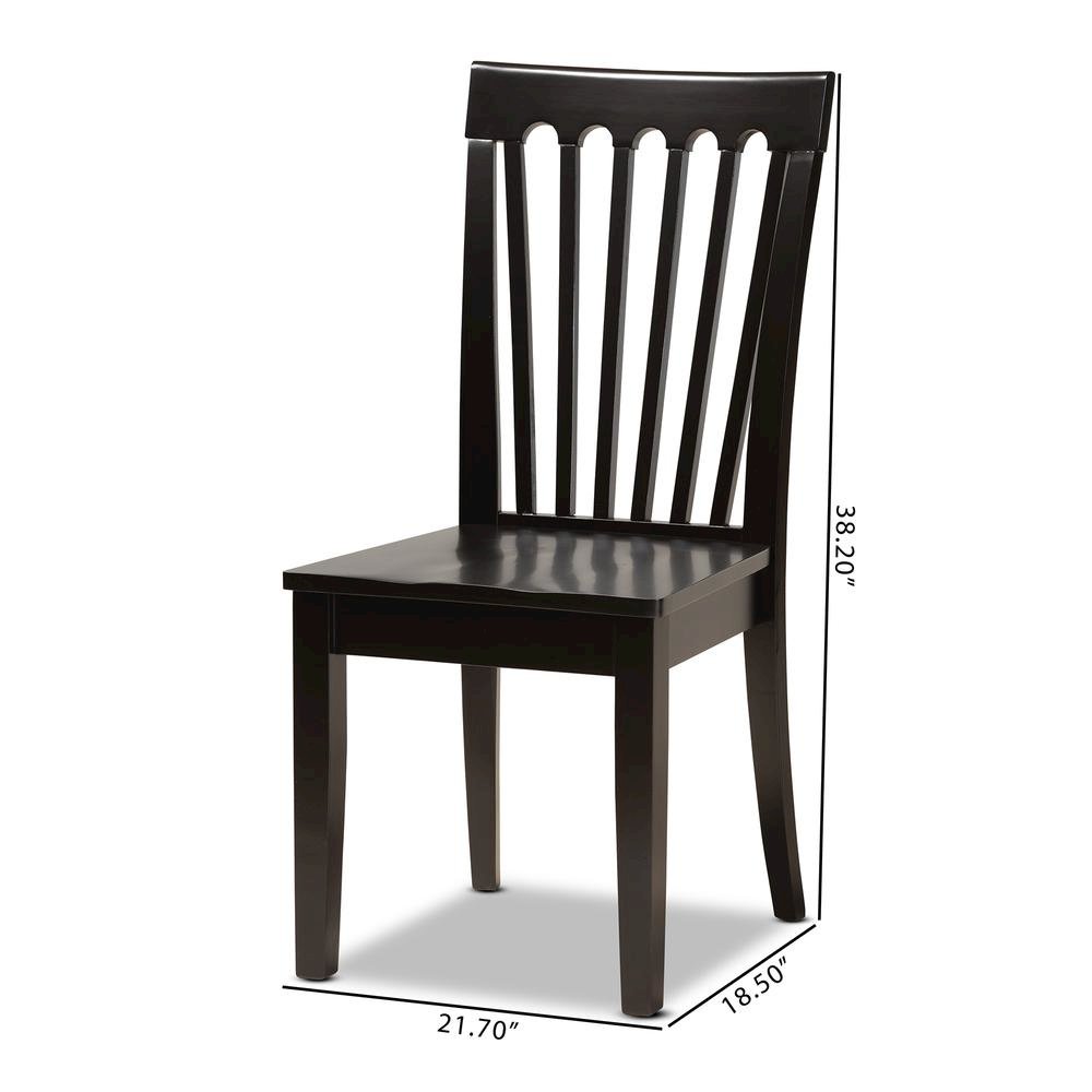 Transitional Dark Brown Finished Wood 2-Piece Dining Chair Set
