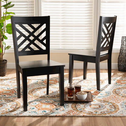 Transitional Dark Brown Finished Wood 2-Piece Dining Chair Set