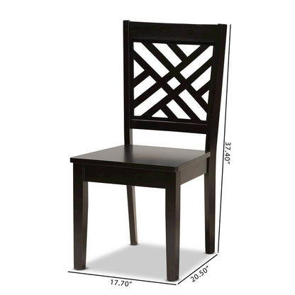 Transitional Dark Brown Finished Wood 2-Piece Dining Chair Set