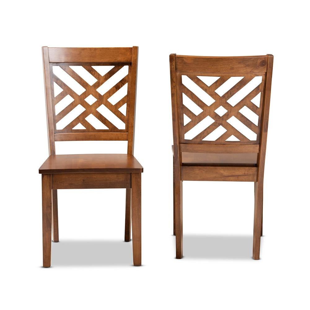 Transitional Walnut Brown Finished Wood 2-Piece Dining Chair Set