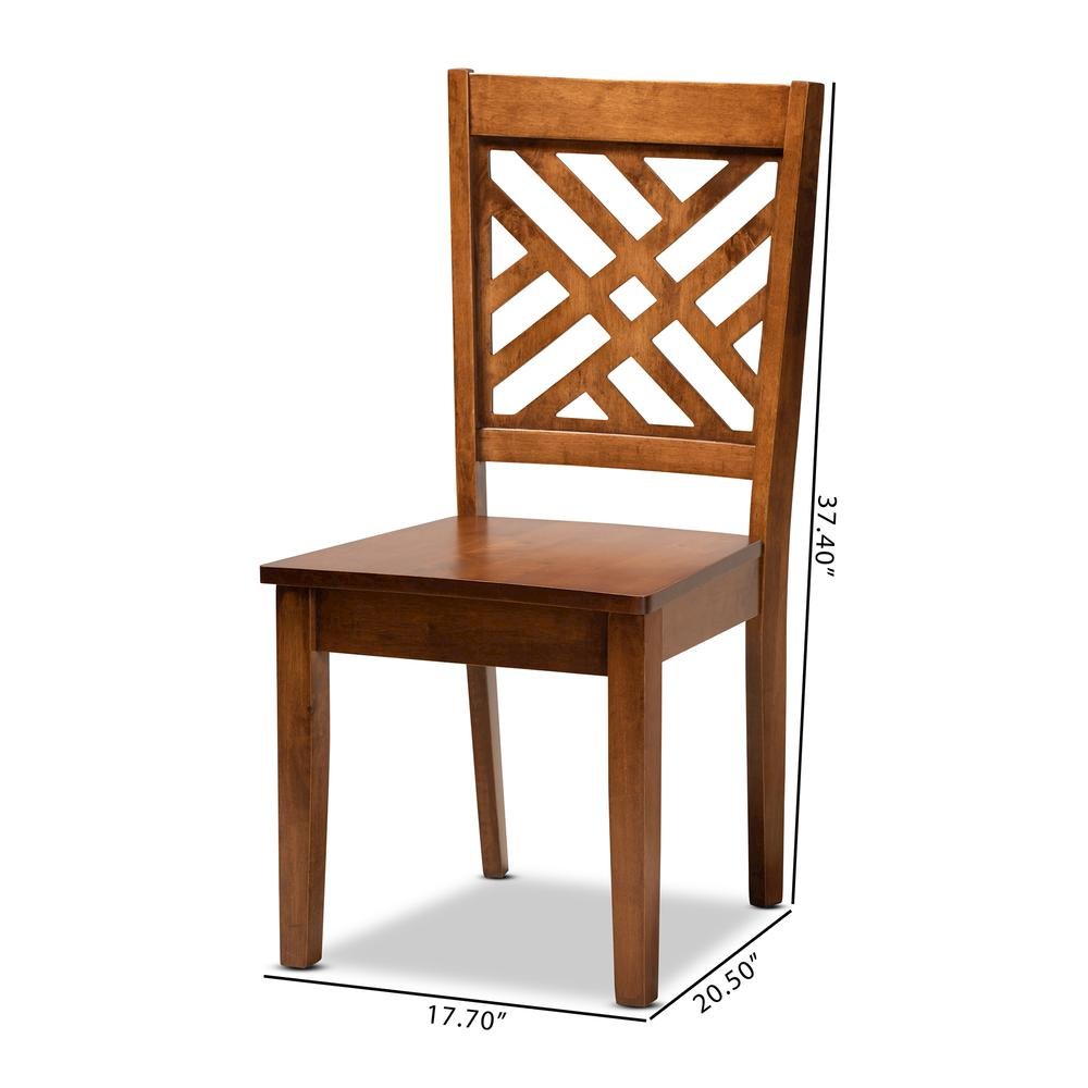 Transitional Walnut Brown Finished Wood 2-Piece Dining Chair Set