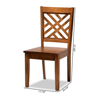 Transitional Walnut Brown Finished Wood 2-Piece Dining Chair Set
