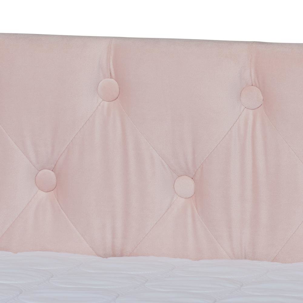 Pink Velvet Fabric Upholstered Full Size Daybed with Trundle