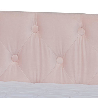 Pink Velvet Fabric Upholstered Full Size Daybed with Trundle