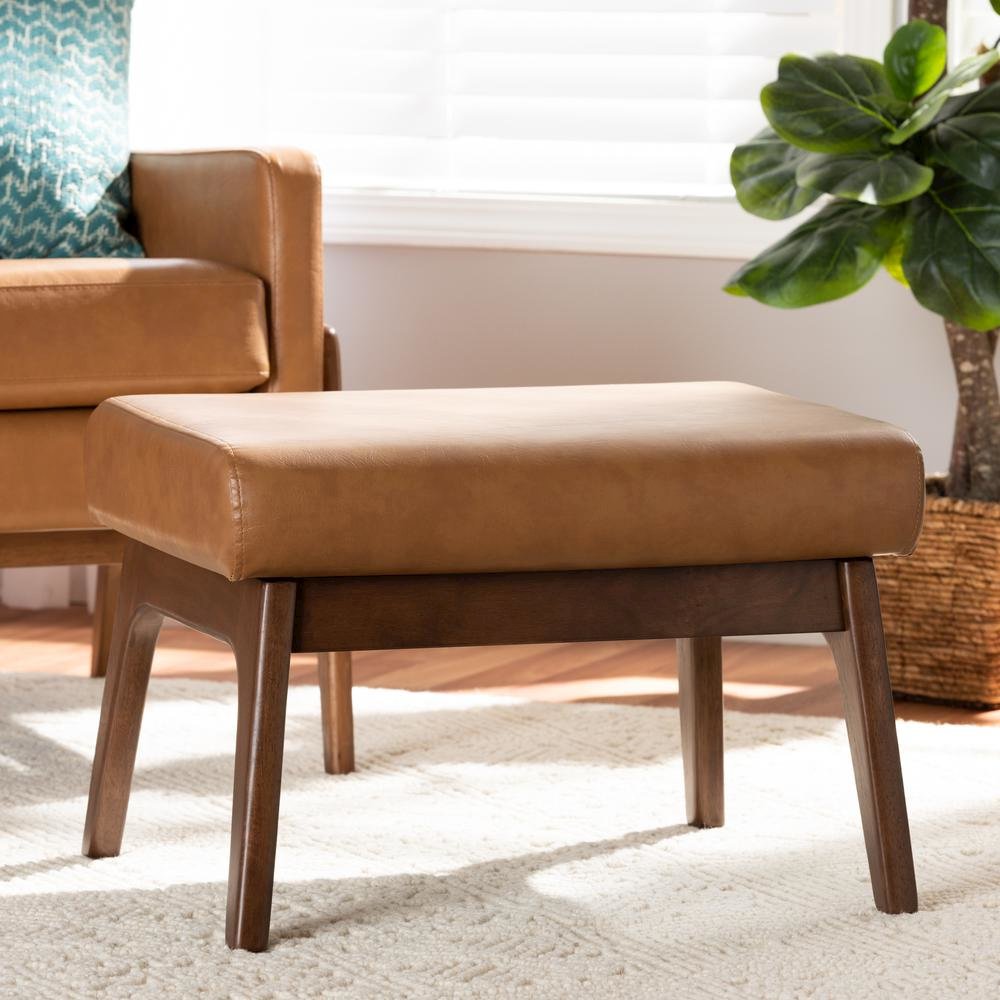 Leather Effect Ottoman