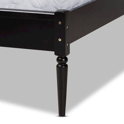Charcoal Finished Wood and Synthetic Rattan Queen Size Platform Bed
