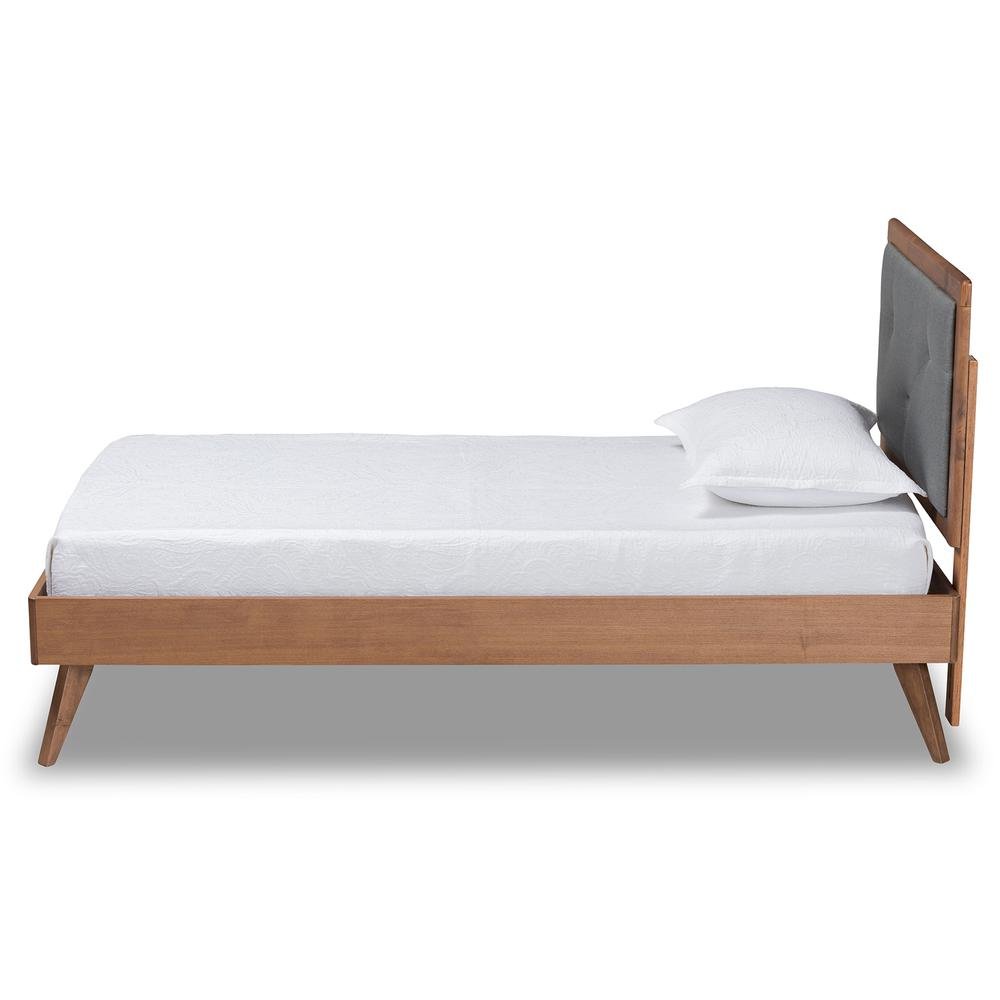 Walnut Brown Finished Wood Twin Size Platform Bed