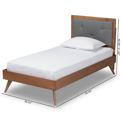 Walnut Brown Finished Wood Twin Size Platform Bed