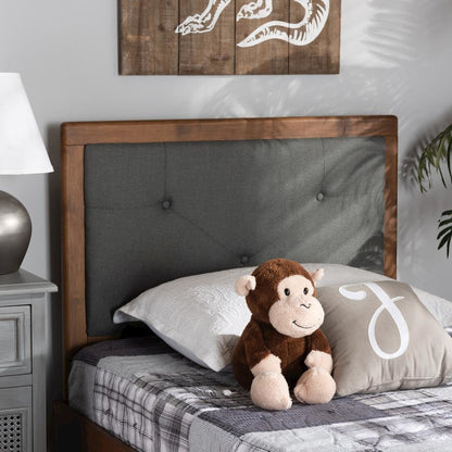 Walnut Brown Finished Wood Twin Size Headboard