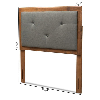 Walnut Brown Finished Wood Twin Size Headboard