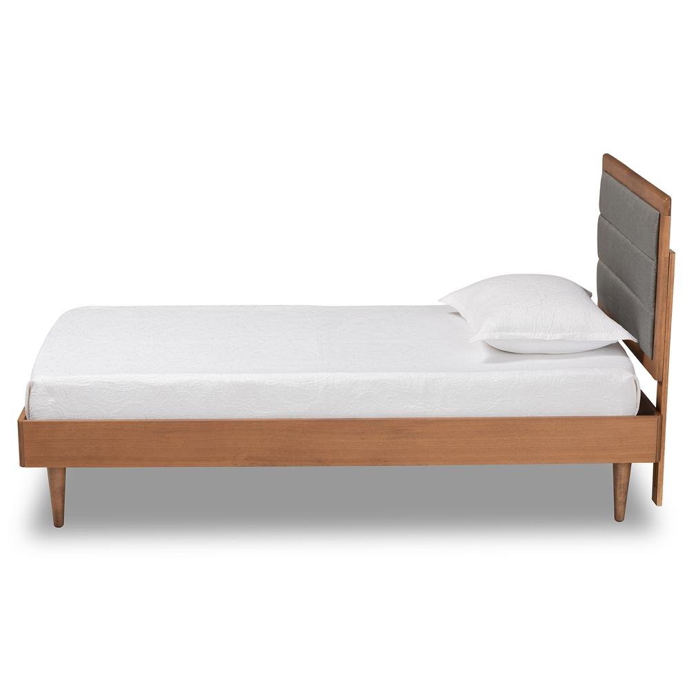 Walnut Brown Finished Wood Twin Size Platform Bed