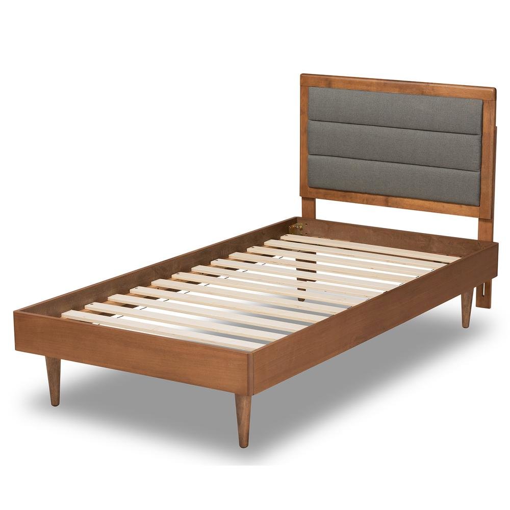 Walnut Brown Finished Wood Twin Size Platform Bed