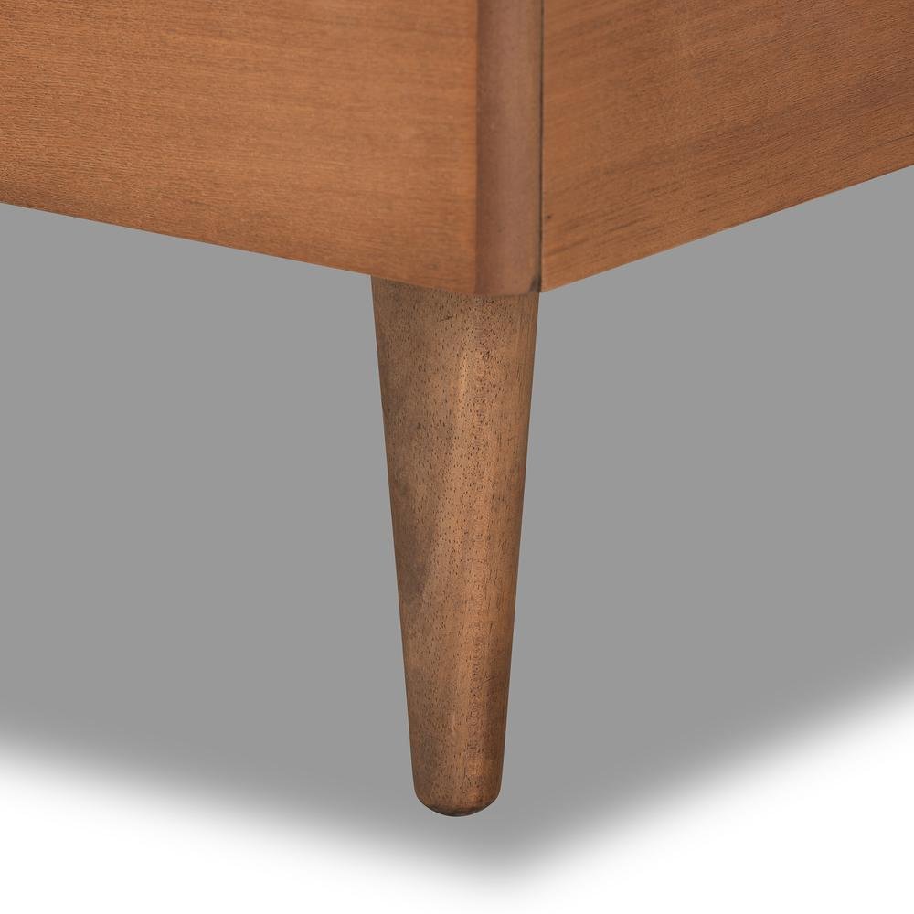 Walnut Brown Finished Wood Twin Size Platform Bed