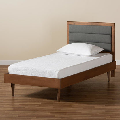 Walnut Brown Finished Wood Twin Size Platform Bed