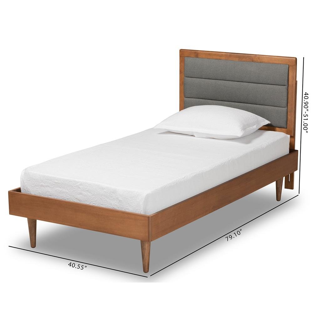 Walnut Brown Finished Wood Twin Size Platform Bed