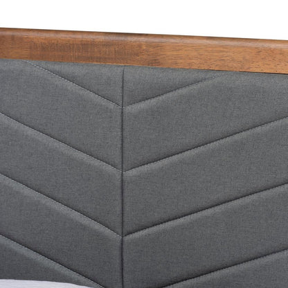 Walnut brown Finished Wood Twin Size Platform Bed