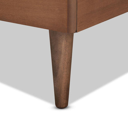 Walnut brown Finished Wood Twin Size Platform Bed