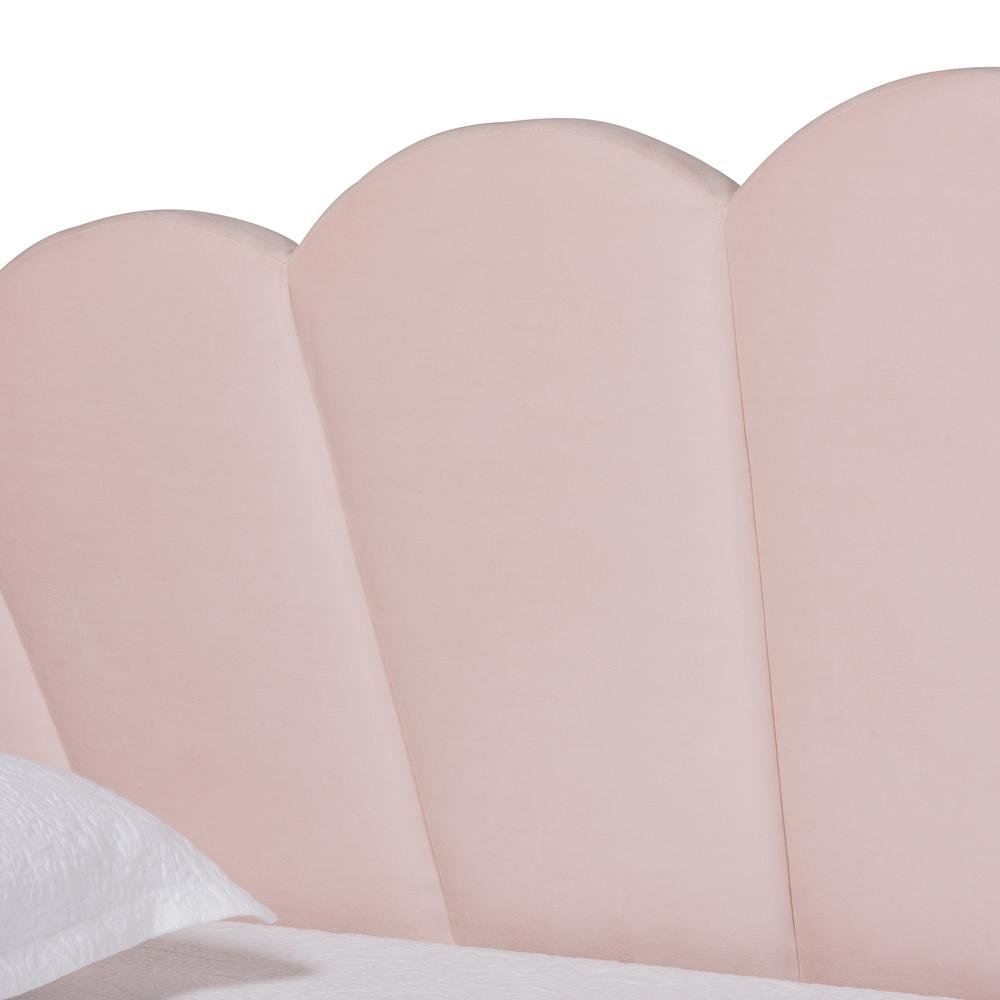 Light Pink Velvet Fabric Upholstered Full Size Daybed with Trundle