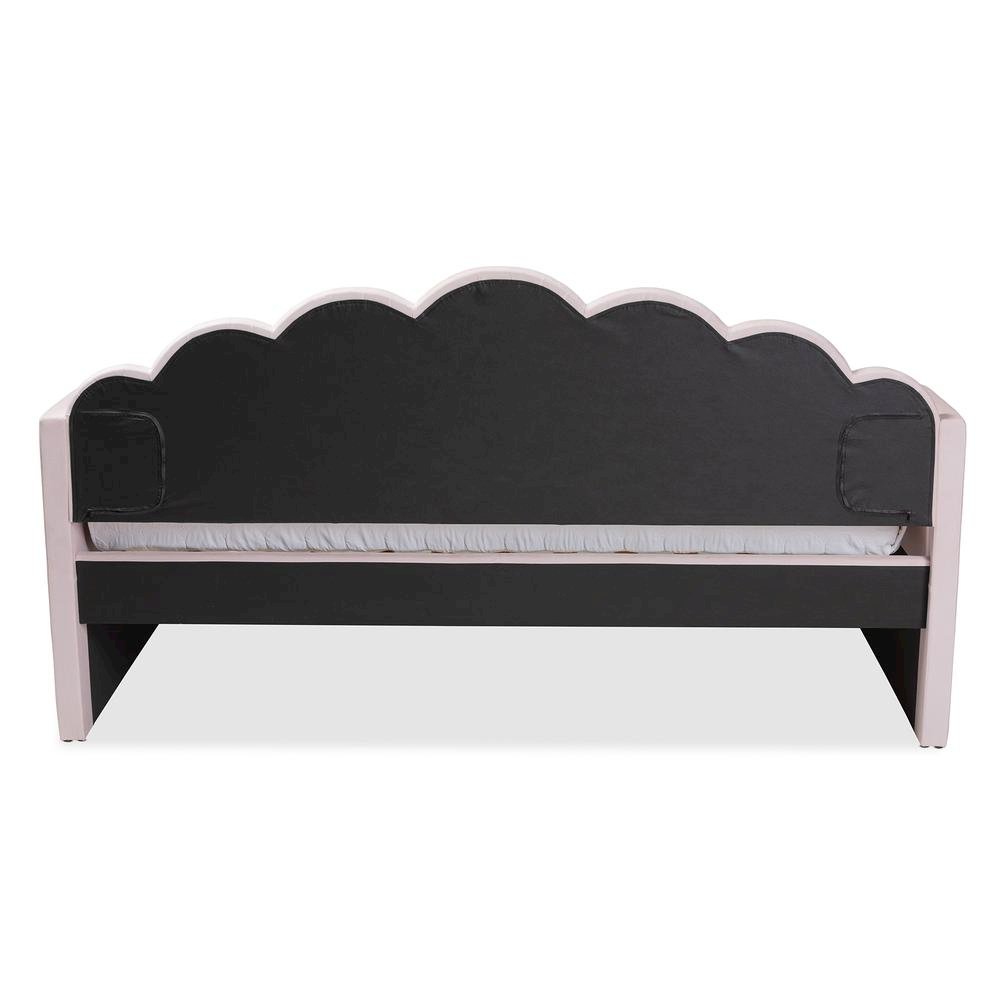Light Pink Velvet Fabric Upholstered Queen Size Daybed with Trundle