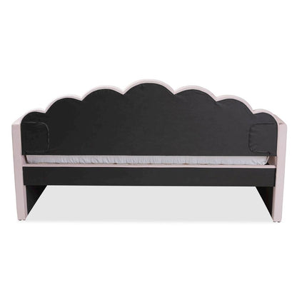 Light Pink Velvet Fabric Upholstered Queen Size Daybed with Trundle