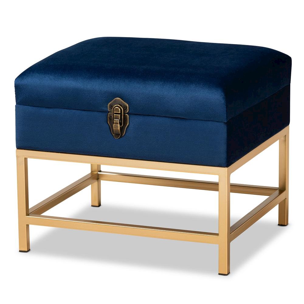 Gold Finished Metal Small Storage Ottoman