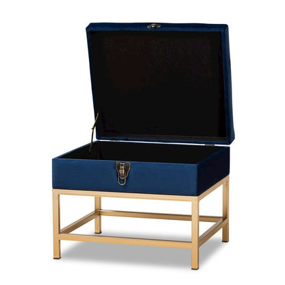 Gold Finished Metal Small Storage Ottoman