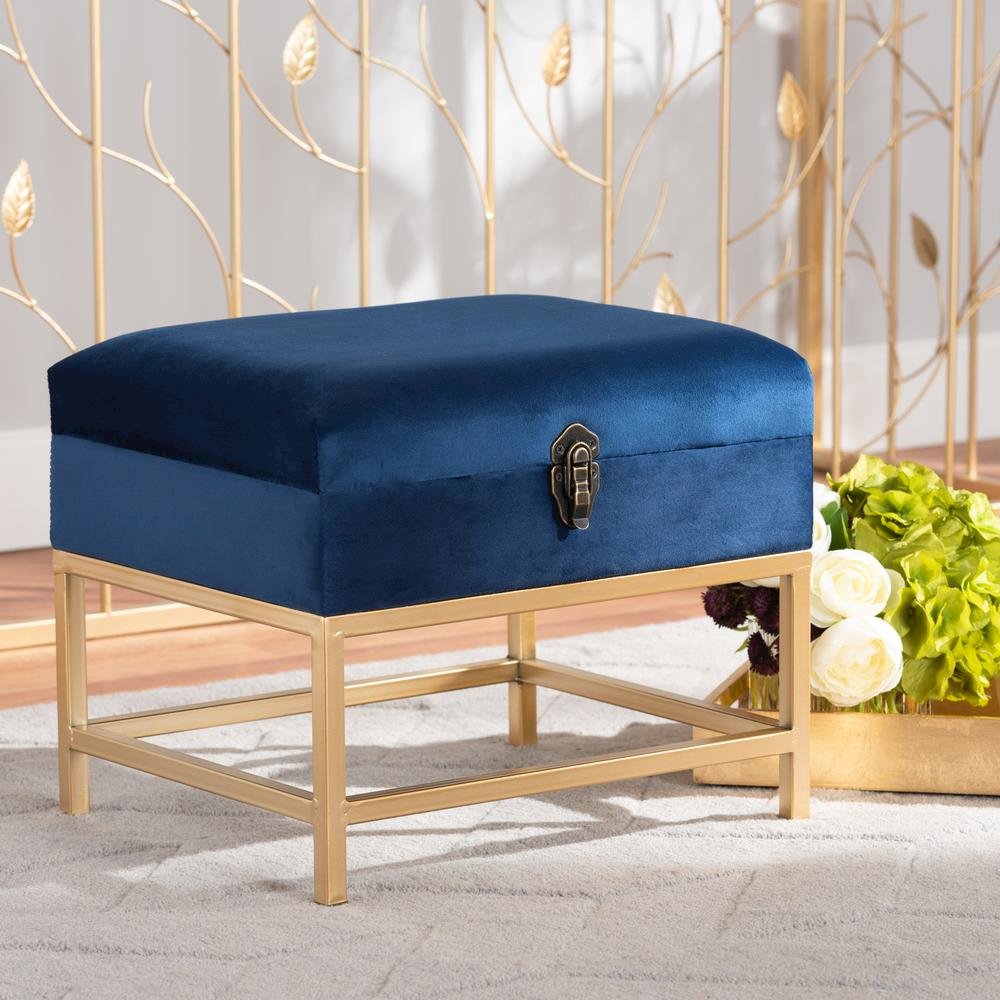 Gold Finished Metal Small Storage Ottoman