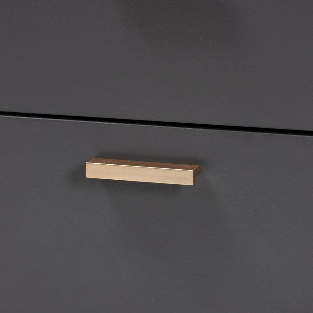 Dark Grey and Gold Finished Wood 2-Drawer Nightstand
