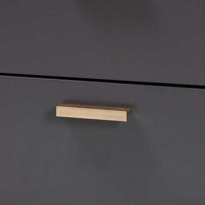 Dark Grey and Gold Finished Wood 2-Drawer Nightstand