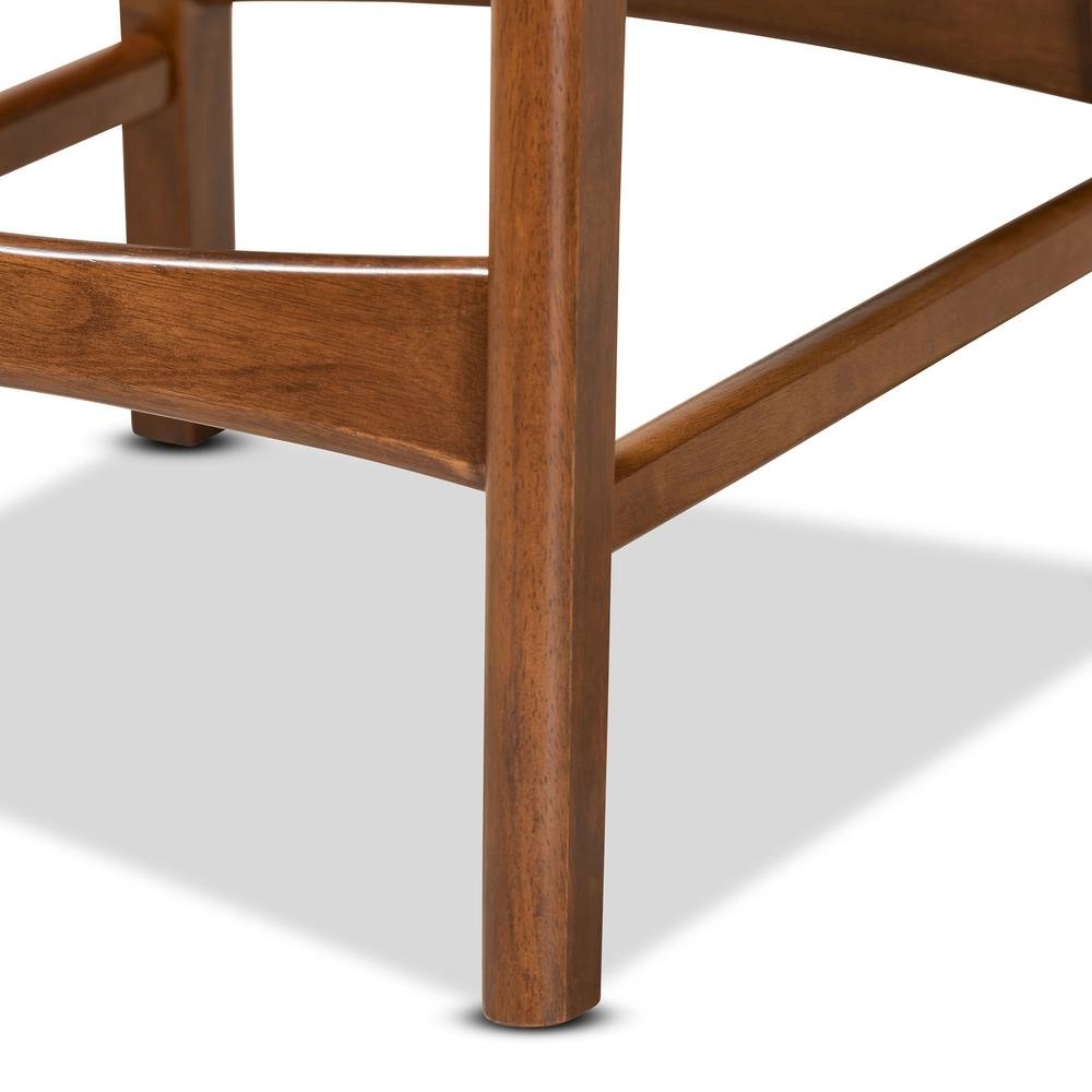 Sand Fabric Upholstered and Walnut Brown Finished Wood 2-Piece Counter Stool Set