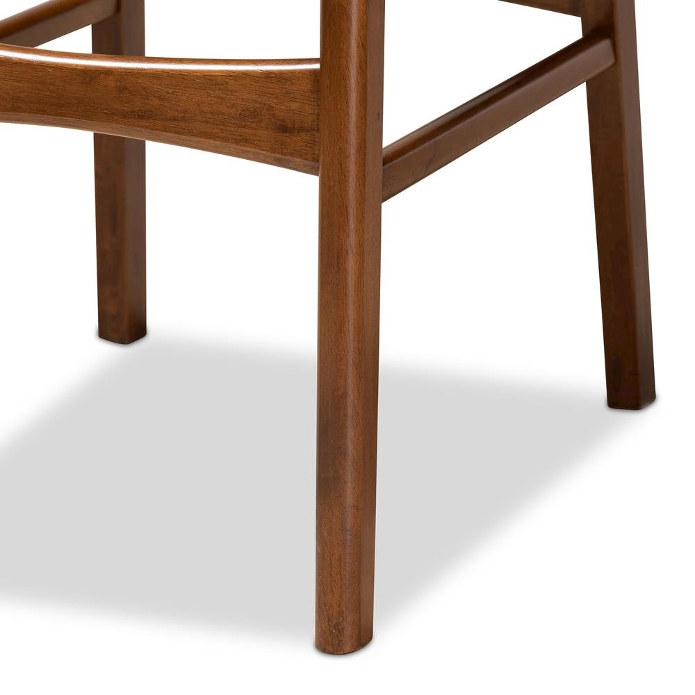 Grey Fabric Upholstered and Walnut Brown Finished Wood 2-Piece Bar Stool Set